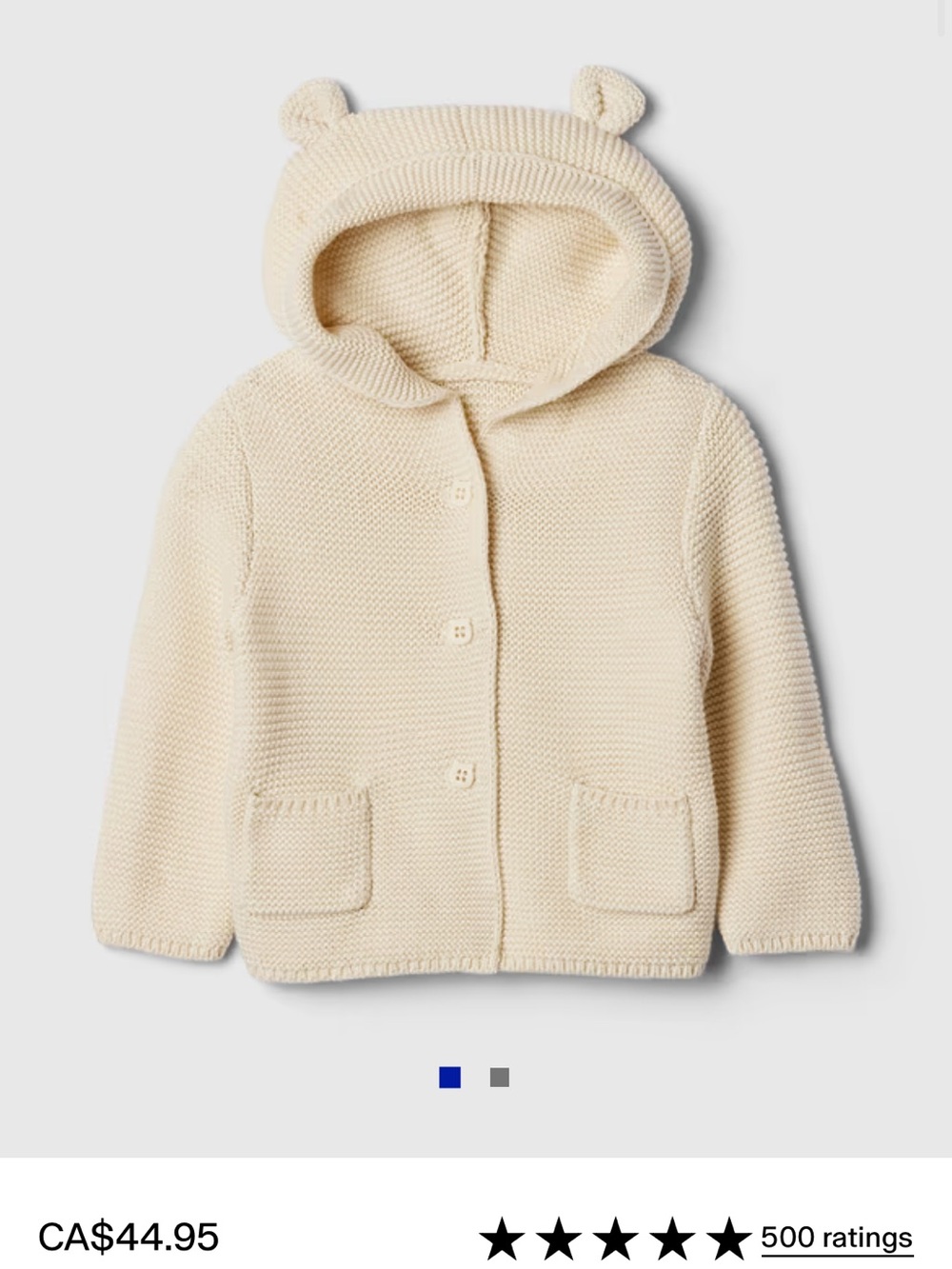 GAP Cream Hooded Knit Cardigan with Ear Details
